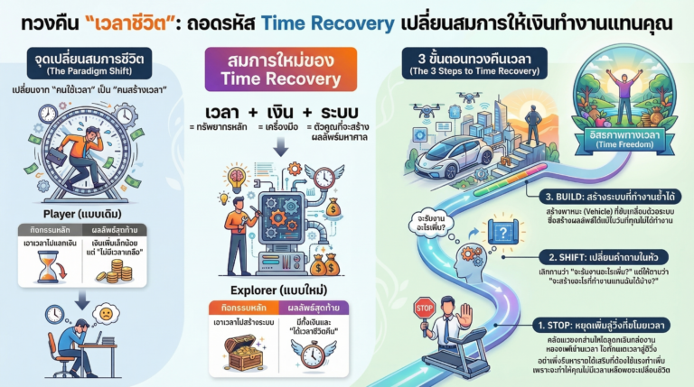 Read more about the article ทำงานจนไม่มี “เวลาชีวิต”? ถอดรหัส Time Recovery ทวงคืนอิสรภาพด้วยการเปลี่ยนกติกา