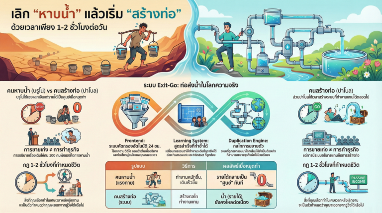 Read more about the article นิทาน “ท่อส่งน้ำ” กับกฎ 45 วินาที: ใช้เวลา 1 ชั่วโมง เลิกเป็น “คนหาบน้ำ”